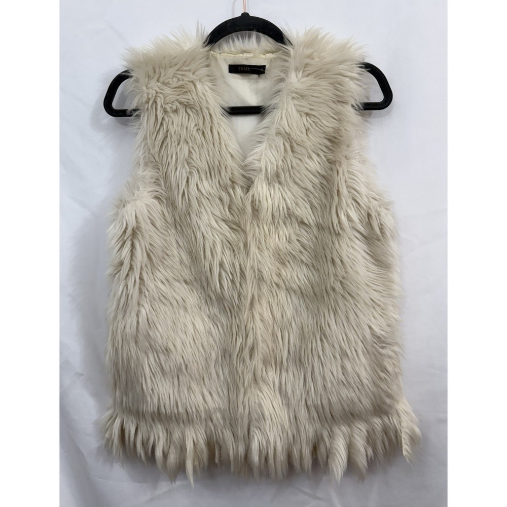 THML  Faux Fur Vest Ivory Womens Size Small‎